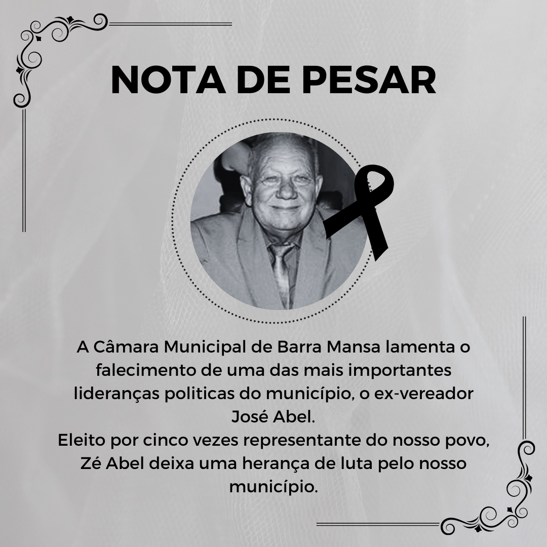 Nota de pesar - falecimento do ex-vereador Zé Abel 