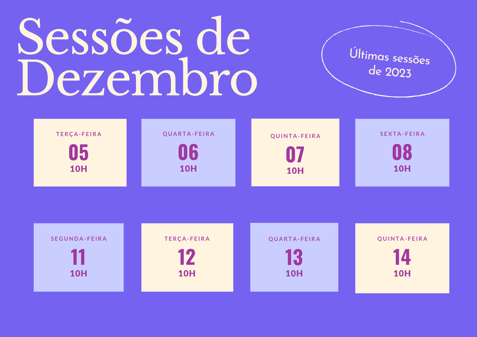 Sessões de dezembro 