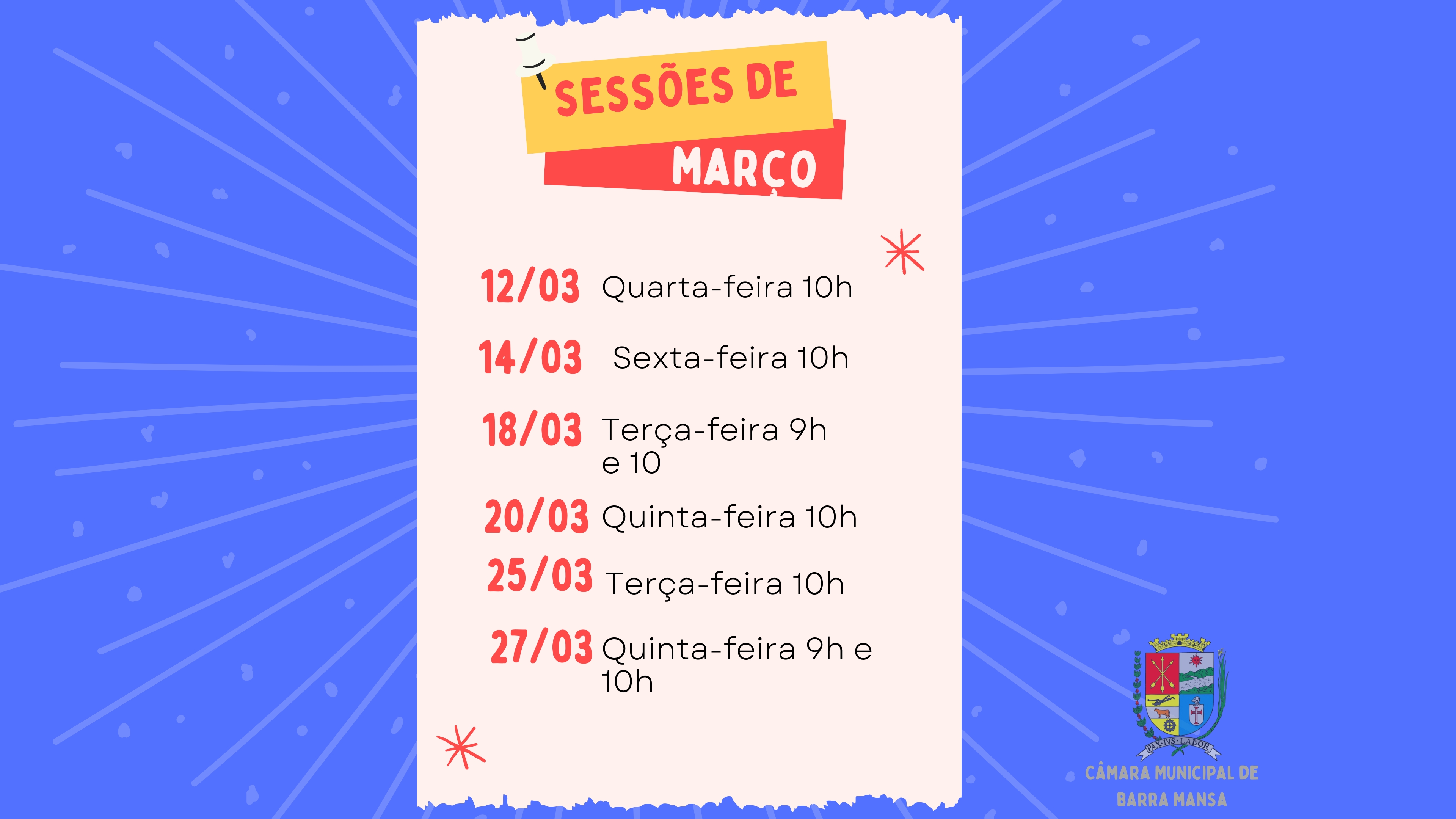 Sessões de março